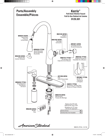 American Standard 9129301.075 Kerris Pull Down Kitchen Faucet Manuel utilisateur | Fixfr