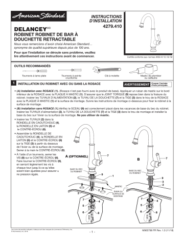 American Standard 4279.410.278 Delancey Single-Handle Bar Sink Faucet Guide d'installation | Fixfr