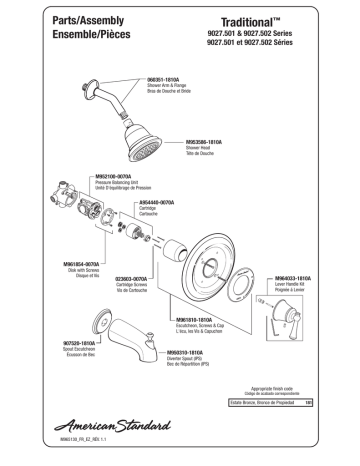 American Standard 9027.501.181 Single Control Traditional Shower Only Manuel utilisateur | Fixfr