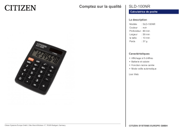 Citizen SLD-100NR calculator Fiche technique | Fixfr