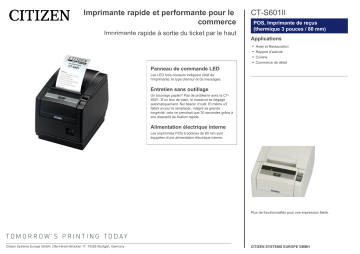 Citizen CT-S601II printer Fiche technique | Fixfr