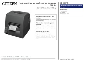 Citizen CL-S631II printer Fiche technique | Fixfr