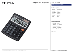 Citizen SDC-810NR calculator Fiche technique