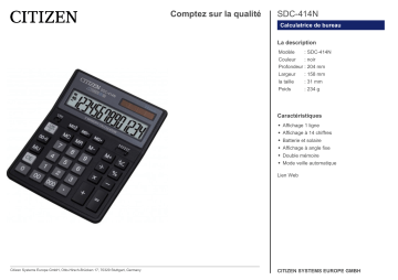 Citizen SDC-414N calculator Fiche technique | Fixfr