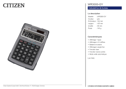 Citizen WR3000-GY calculator Fiche technique