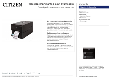 Citizen CL-E720 printer Fiche technique | Fixfr