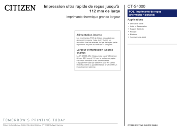 Citizen CT-S4000 printer Fiche technique | Fixfr