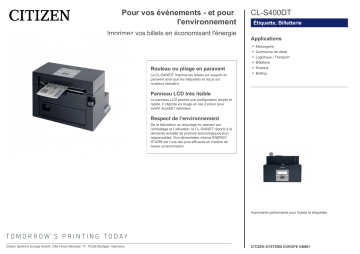 Citizen CL-S400DT printer Fiche technique | Fixfr