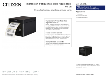 Citizen CT-E651L printer Fiche technique | Fixfr