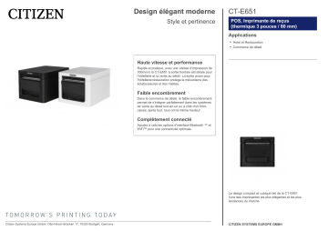 Citizen CT-E651 printer Fiche technique | Fixfr