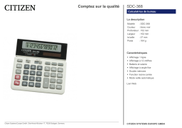 Citizen SDC-368 calculator Fiche technique