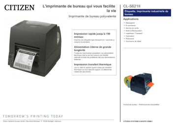 Citizen CL-S621II printer Fiche technique | Fixfr