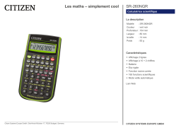 Citizen SR-260NGR calculator Fiche technique