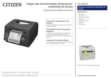 Citizen CL-S521II printer Fiche technique | Fixfr