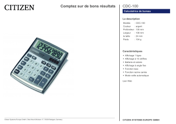 Citizen CDC-100 calculator Fiche technique | Fixfr