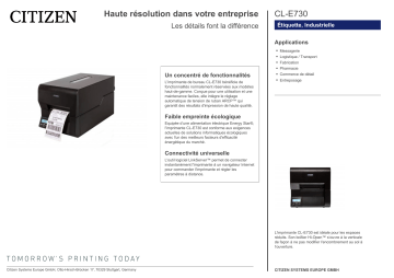 Citizen CL-E730 printer Fiche technique | Fixfr