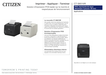 Citizen CT-S601IIR printer Fiche technique | Fixfr