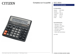 Citizen SDC-660II calculator Fiche technique