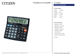 Citizen CT-555N calculator Fiche technique