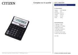 Citizen SDC-888XBK calculator Fiche technique