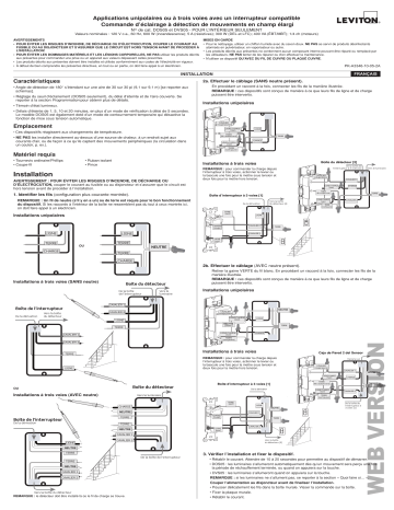 DVS05-1LZ | Leviton DOS05-1LZ Decora Motion Sensor In-Wall Switch, Auto-On, 5A, Single Pole or 3-Way Manuel utilisateur | Fixfr