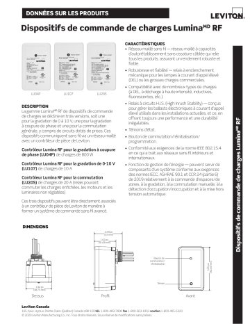 LU20S-DNW | LU107-DNW | Leviton LU04P-1NW Power Pack Fiche technique | Fixfr