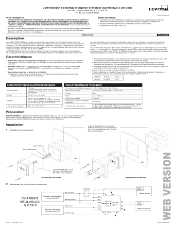 Leviton ECD00-D0W Single Zone, Silent Emergency Transfer Control Manuel utilisateur | Fixfr