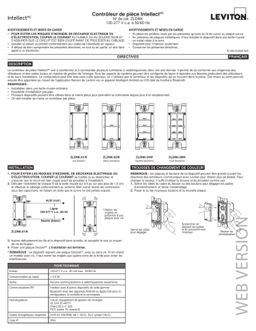 ZLDNK-1W | ZLDNK-2W | ZLDNK-8W | Leviton ZLDNK-4W Wall Mount Guide d'installation | Fixfr