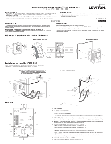 DRID0-CB2 | Leviton DRID0-C02 Analog Interface Guide d'installation | Fixfr