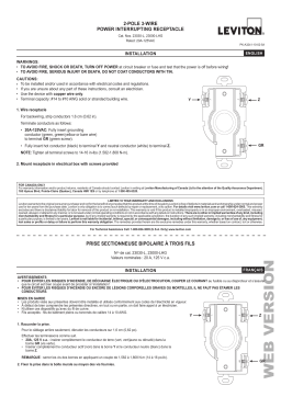 Leviton 23000-LHG 20 Amp, 125 Volt, Non-NEMA, 2P, 3W, Flush Mtg Locking Receptacle,Industrial Grade, Grounding, Power Inter. Hospital Use Manuel utilisateur