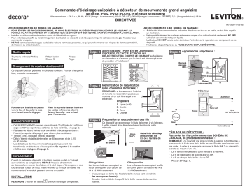 IPV02-1LW | Leviton IPS02-1LW Decora Motion Sensor In-Wall Switch, Auto-On, 2.5A, Single Pole Manuel utilisateur | Fixfr