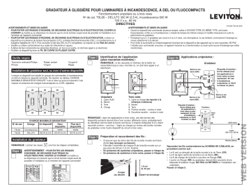 Leviton TSL06-1LW Universal Dimmable LED, CFL, Incandescent and Halogen Toggle-Slide Dimmer, 600W-120VAC Incandescent, 300W-120VAC 60Hz, Single Pole and 3-Way Manuel utilisateur | Fixfr