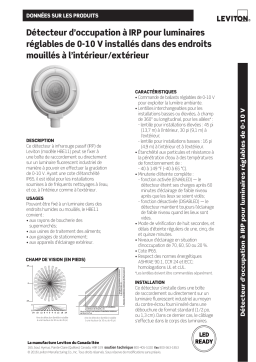 Leviton HBLNL-360 Low Mount Standard Lens, 360° pattern, for HBE11-IUB Occupancy Sensor Fiche technique