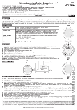 Leviton HBE11-IUB Occupancy Sensor, 0-10V Dimming, Fixture Mount, PIR, Indoor/Outdoor, Wet Location, 120/277/347VAC, IP65 rated, white Manuel utilisateur