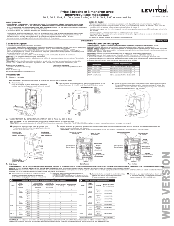 460MI7WLEVS | 430MI9WLEVC | 460MI7WLEVC | 430MI9WLEVS | 460MI9WLEVC | 430MI7WLEVC | Leviton 460MI9WLEVS Non-Fused Mechanical Interlock Manuel utilisateur | Fixfr