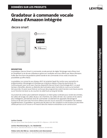 Leviton DWVAA-1BW Decora Smart Voice Dimmer spécification | Fixfr