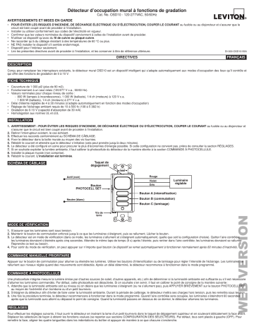 Leviton OSD10-I0W Occupancy Manuel utilisateur | Fixfr