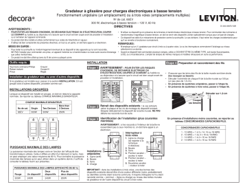 Leviton 66EV-10W Decora SureSlide ELV Dimmer, 300W-120VAC Electronic Low Voltage, 60Hz, Single Pole and 3-Way - White Manuel utilisateur | Fixfr