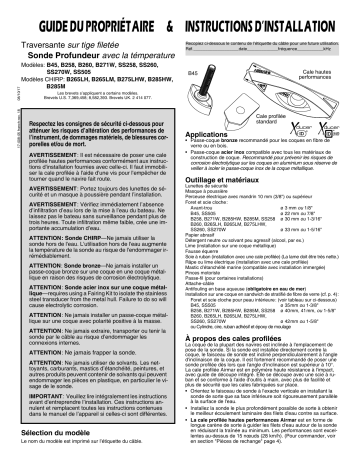 Manuel du propriétaire | Airmar B45, B258, B260, B265LH, B265LM, B275LHW, B285HW, B285M, SS260, SS505 Stem Type Manuel utilisateur | Fixfr