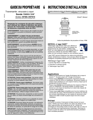 Manuel du propriétaire | Airmar B617V, P617V, SS617V DST800, DST810 TRIDUCER Multisensor Manuel utilisateur | Fixfr