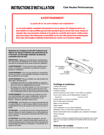 Manuel du propriétaire | Airmar B45, B258, B260, B265LH, B265LM, B275LHW, B285HW, B285M, B744V, B744VL, B765LH, B765LM, B785M, SS260, SS505 High-Performance Fairing Manuel utilisateur | Fixfr