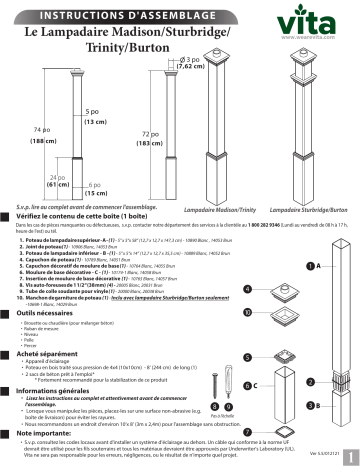 Mode d'emploi | Vita Burton Lamp Post Manuel utilisateur | Fixfr