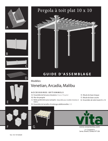 Mode d'emploi | Vita 10x10 Malibu Canopy Pergola Manuel utilisateur | Fixfr