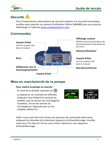 Mode d'emploi | Casella VAPex Air Sampling Pump Manuel utilisateur | Fixfr