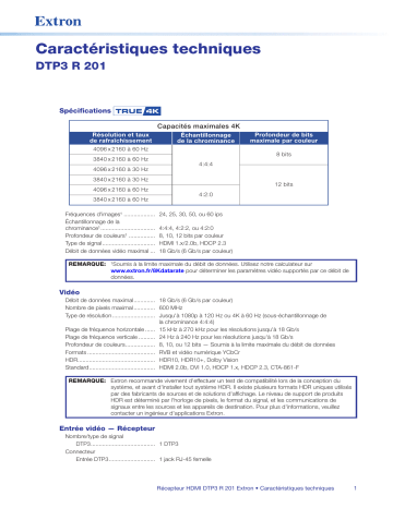 Extron DTP3 R 201 spécification | Fixfr