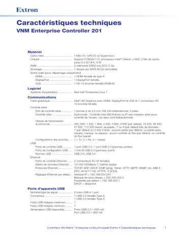 Extron VNM EC 201 spécification | Fixfr