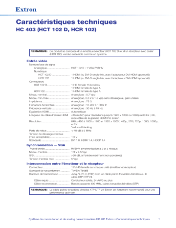 Extron HC 403 spécification | Fixfr