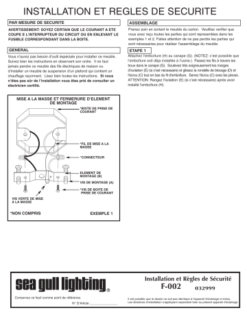 7661 | Mode d'emploi | Generation Lighting 8869 Sebring One Light Outdoor Flush Mount Manuel utilisateur | Fixfr