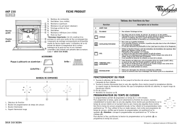 AKP 230 AL | AKP 230 NB | AKP 230 IX | Manuel du propriétaire | Whirlpool AKP 230/01 IX Oven Manuel utilisateur | Fixfr