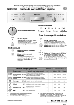 Bauknecht GSU 4956 WS Dishwasher Manuel utilisateur